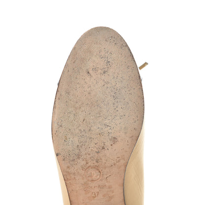 Chanel Lambskin Cap Toe CC Ballerina Flats 37 Beige Black 11 of 13