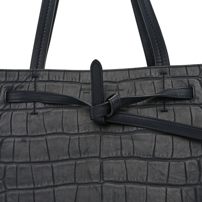 Celine Crocodile Embossed Nubuck Small Belt Cabas Phantom Navy Blue 8 of 12