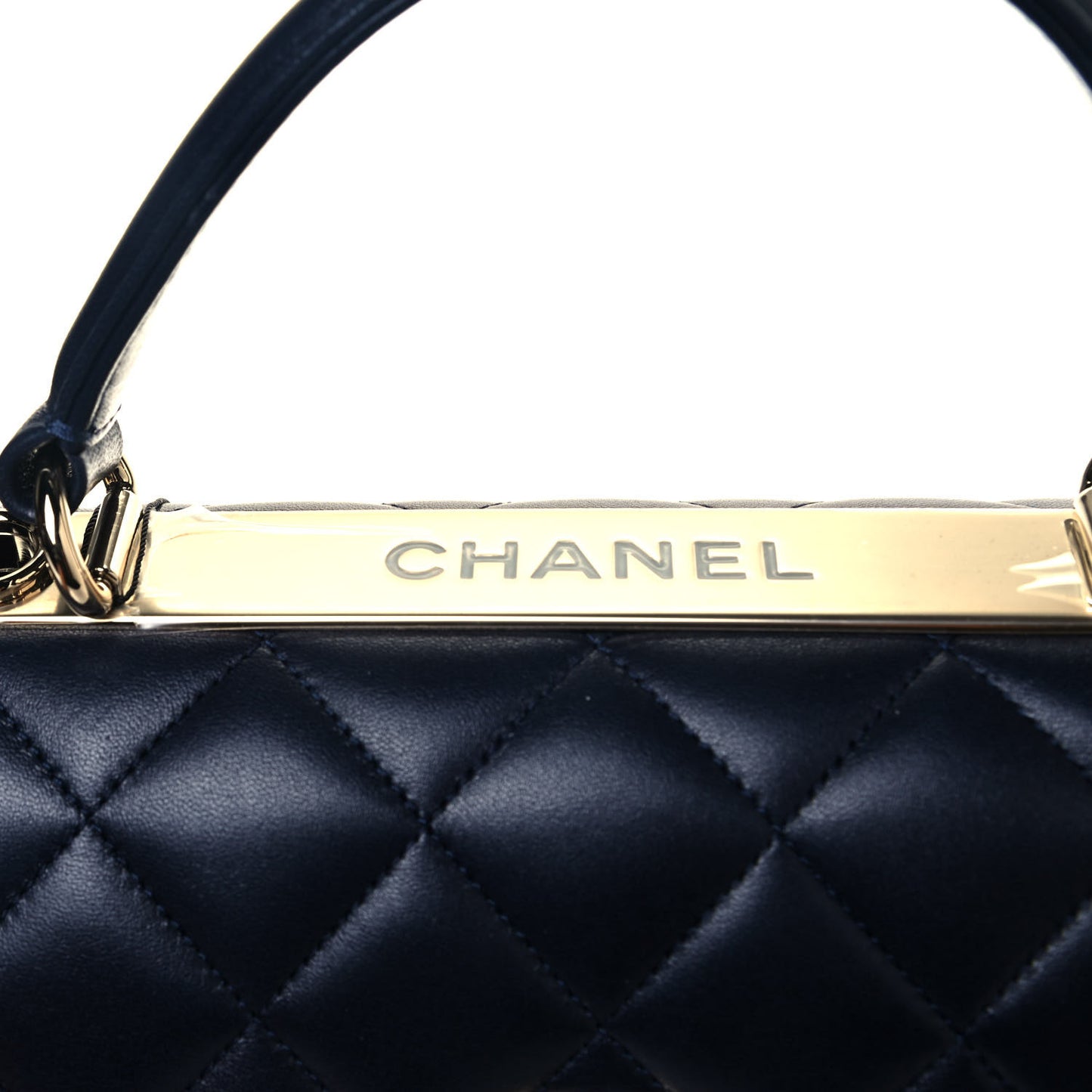 Lambskin Quilted Small Trendy CC Dual Handle Flap Bag Navy