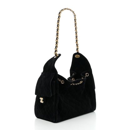 Chanel Suede Quilted Small Chanel 25 Handbag Black 3 of 11