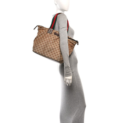 Gucci Monogram Large Web Handle Bucket Tote Dark Brown 2 of 11