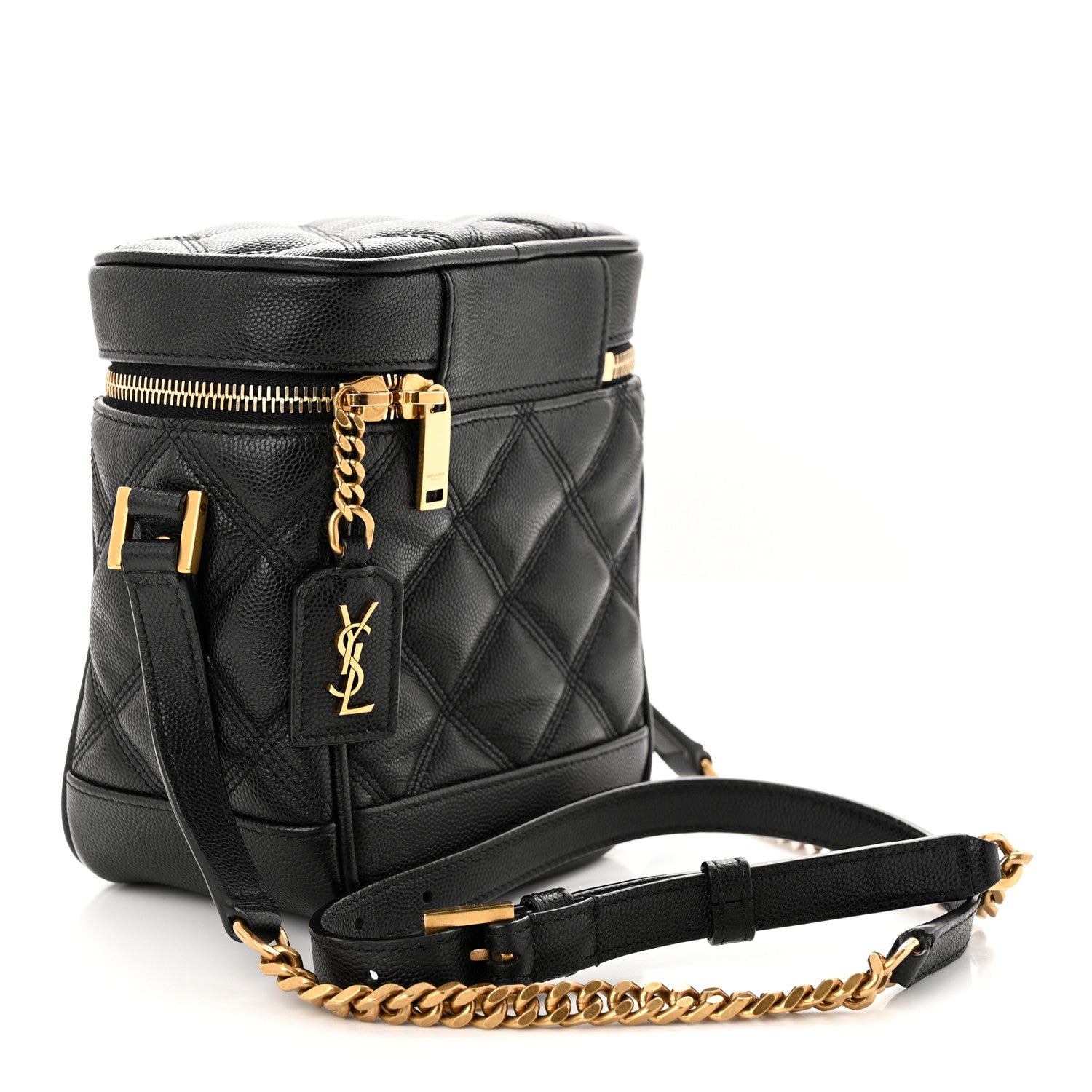 Saint Laurent Grain de Poudre Quilted 80's Vanity Bag Black 3 of 10