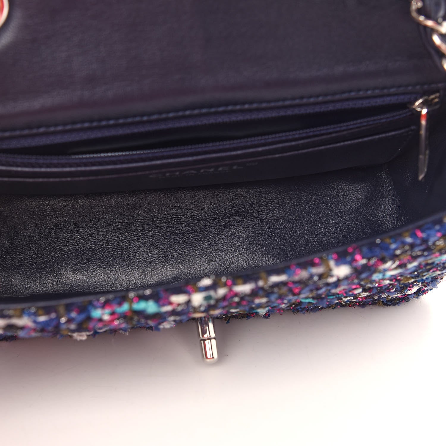 Chanel Tweed Quilted Mini Rectangular Flap Blue Multicolor 5 of 9