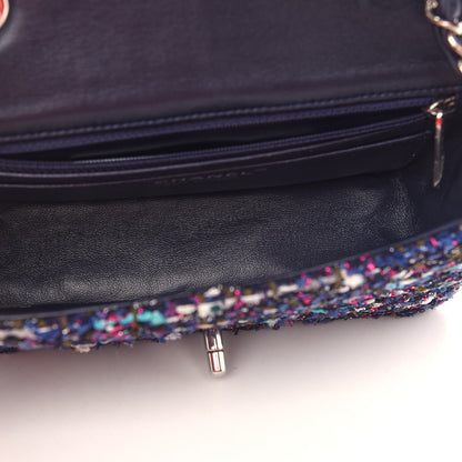 Chanel Tweed Quilted Mini Rectangular Flap Blue Multicolor 5 of 9