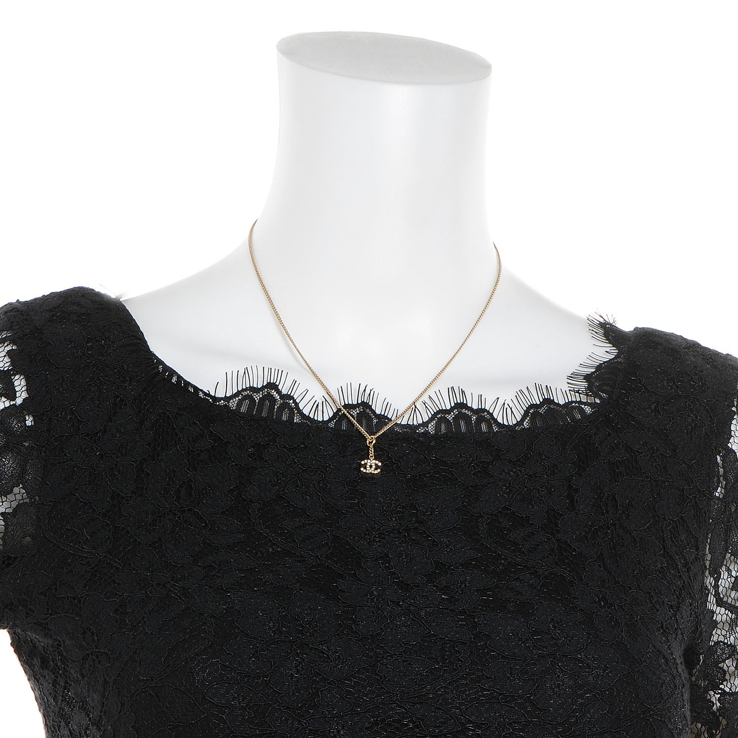Chanel Crystal CC Necklace Gold 2 of 6