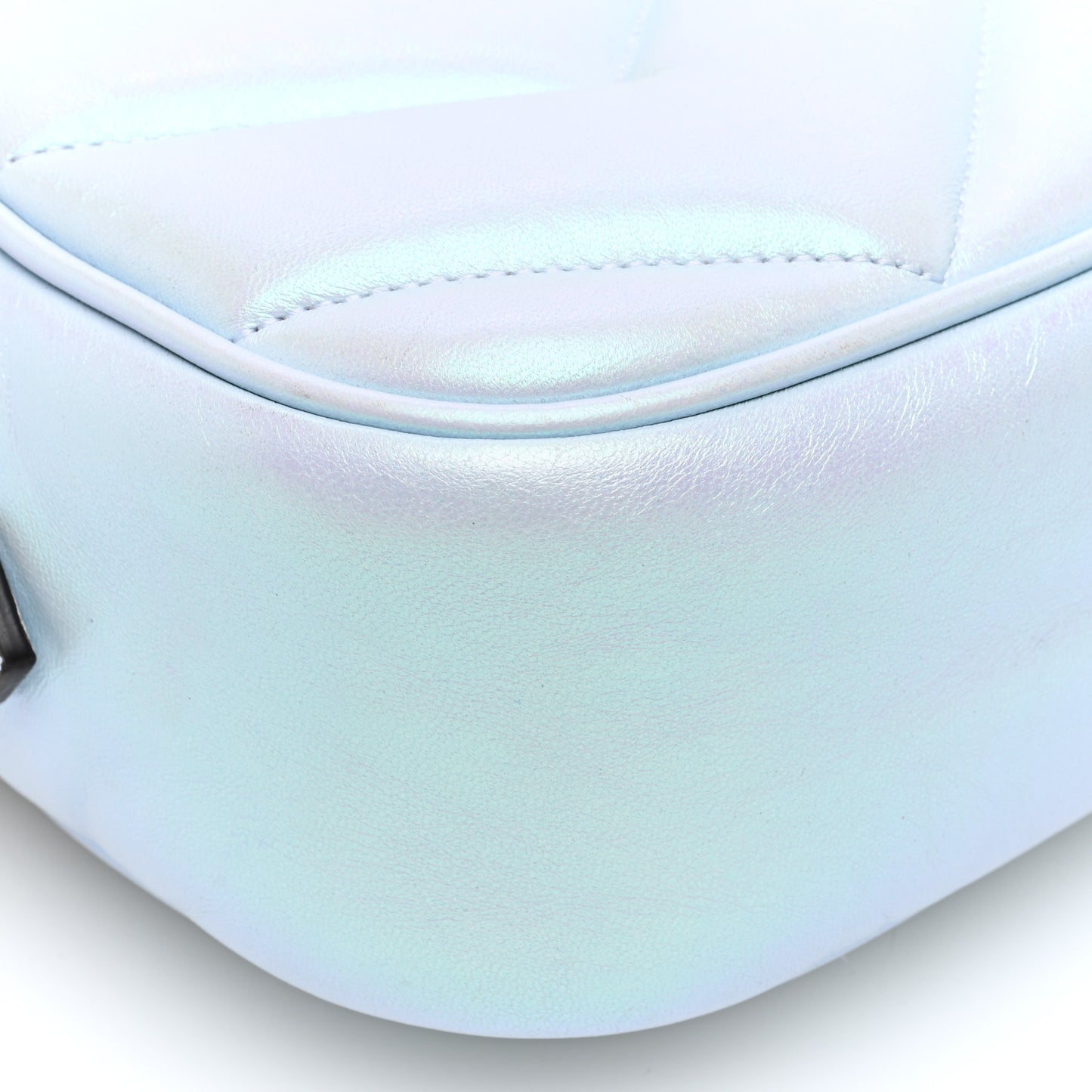 Iridescent Nappa Chevron Matelasse Small GG Marmont Chain Shoulder Bag Iridescent Snow Light Blue