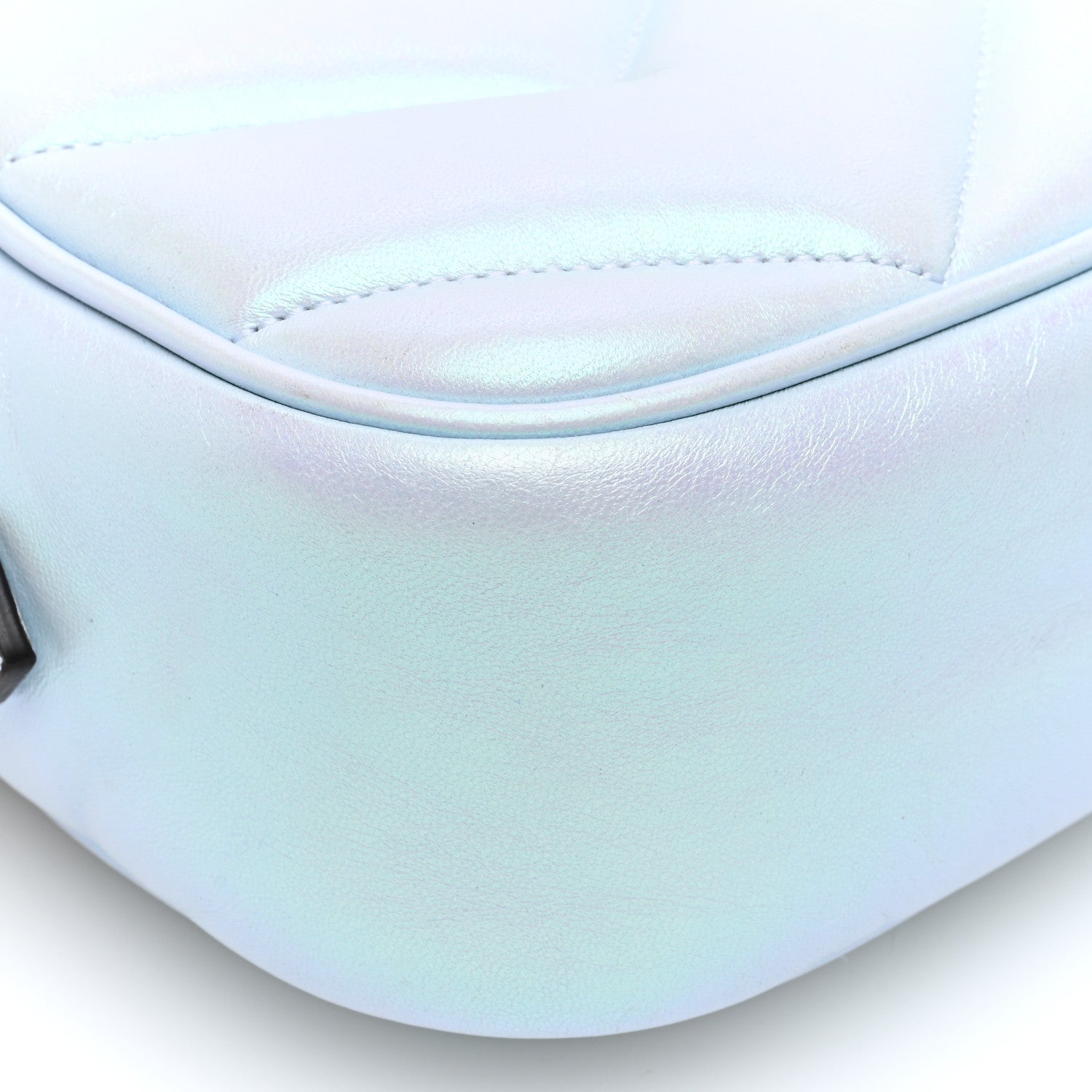 Gucci Iridescent Nappa Chevron Matelasse Small GG Marmont Chain Shoulder Bag Iridescent Snow Light Blue 8 of 9