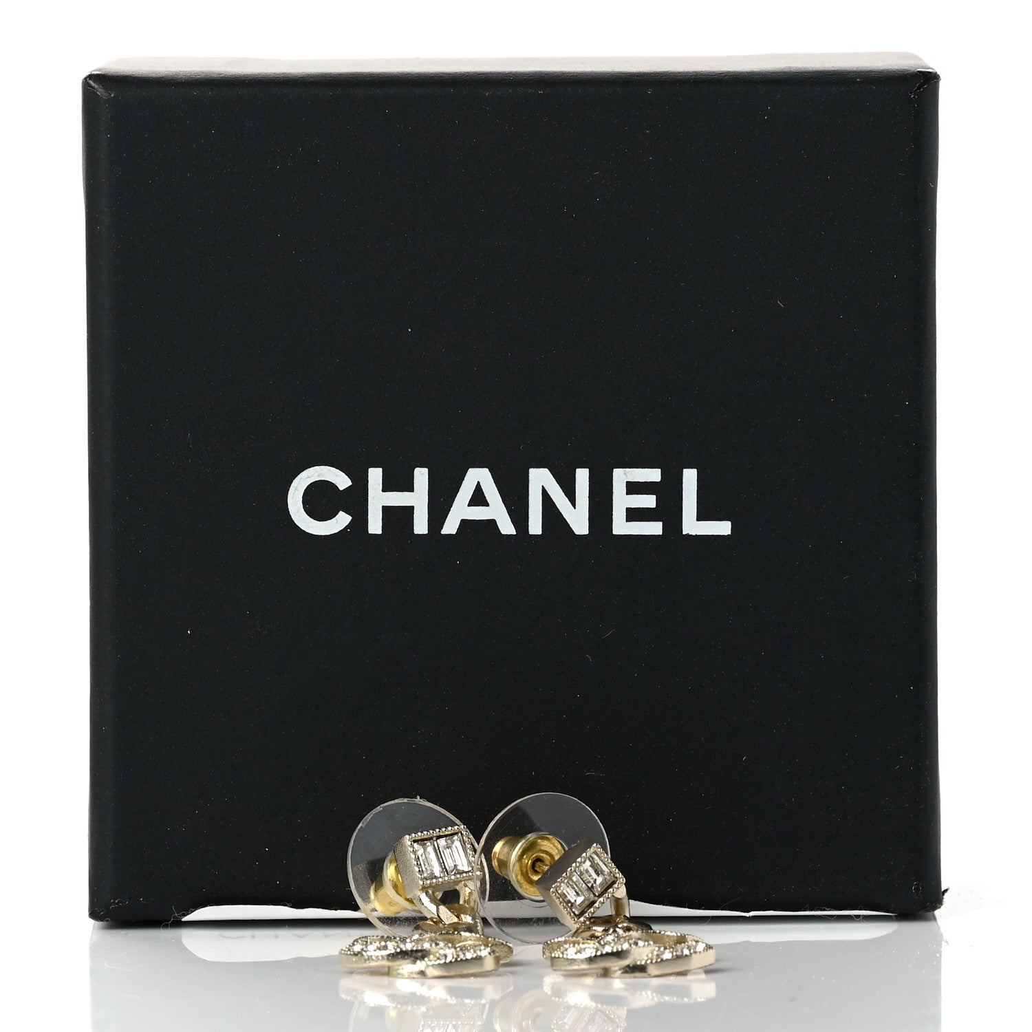 Chanel Crystal CC Chain Drop Earrings Gold 5 of 5