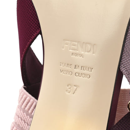 Fendi Technical Mesh FF Colibri 55mm Slingback Pumps 37 Tobacco Moro Black Anemone 7 of 9