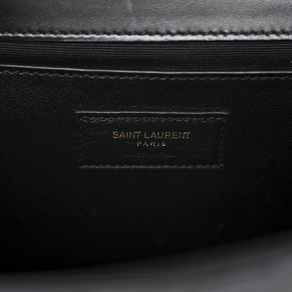 Saint Laurent Calfskin Crocodile Embossed Medium Classic Monogram Kate Tassel Satchel Black Blue 6 of 11