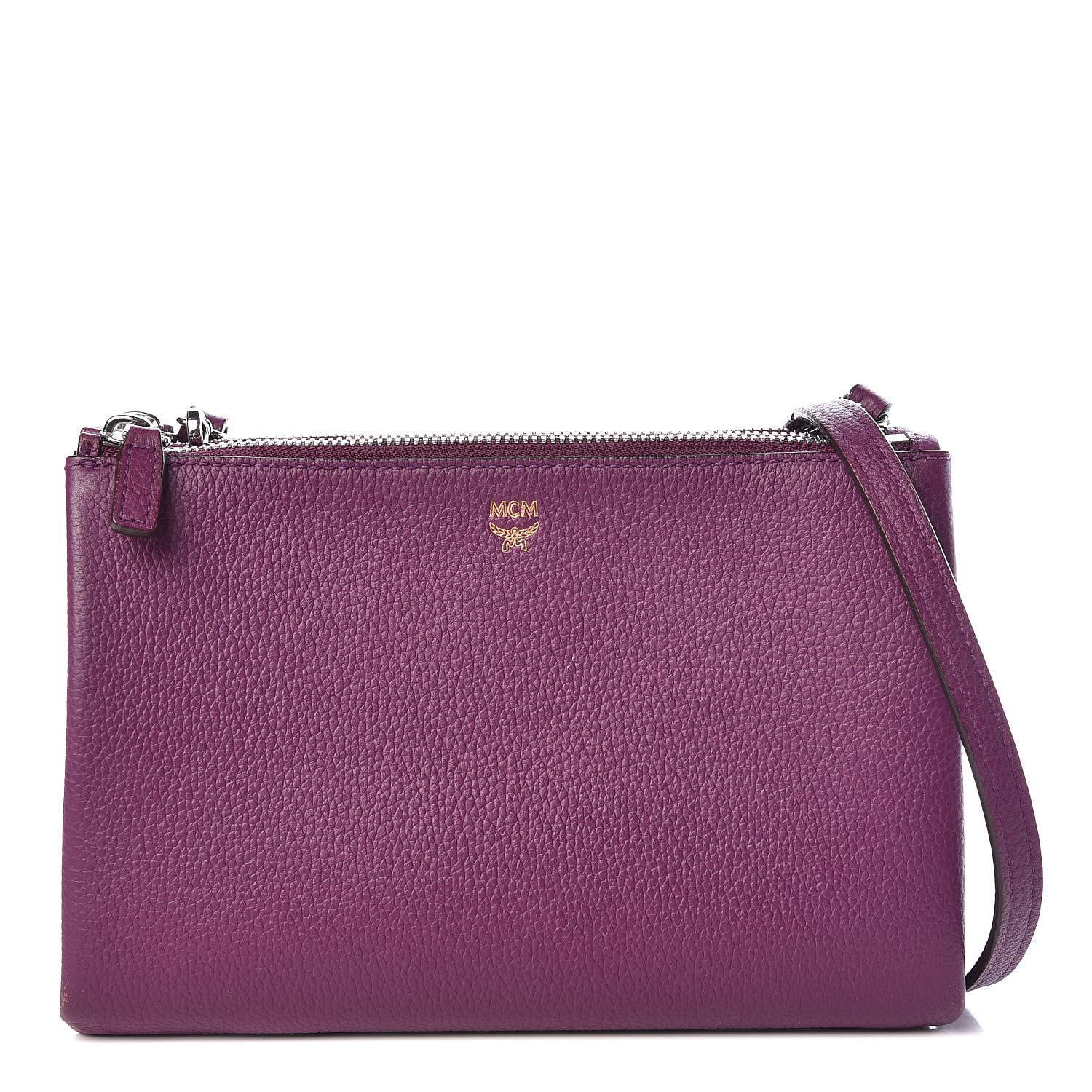 MCM Grained Calfskin Milla Double Crossbody Bag Purple 1 of 10