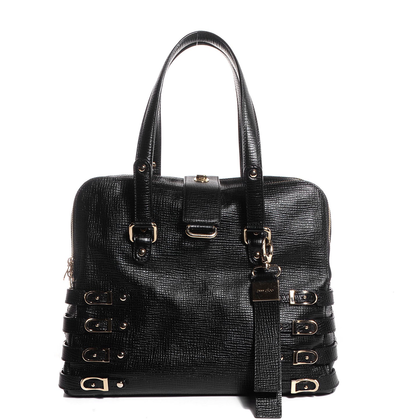 Textured Calfskin Blythe L Satchel Black