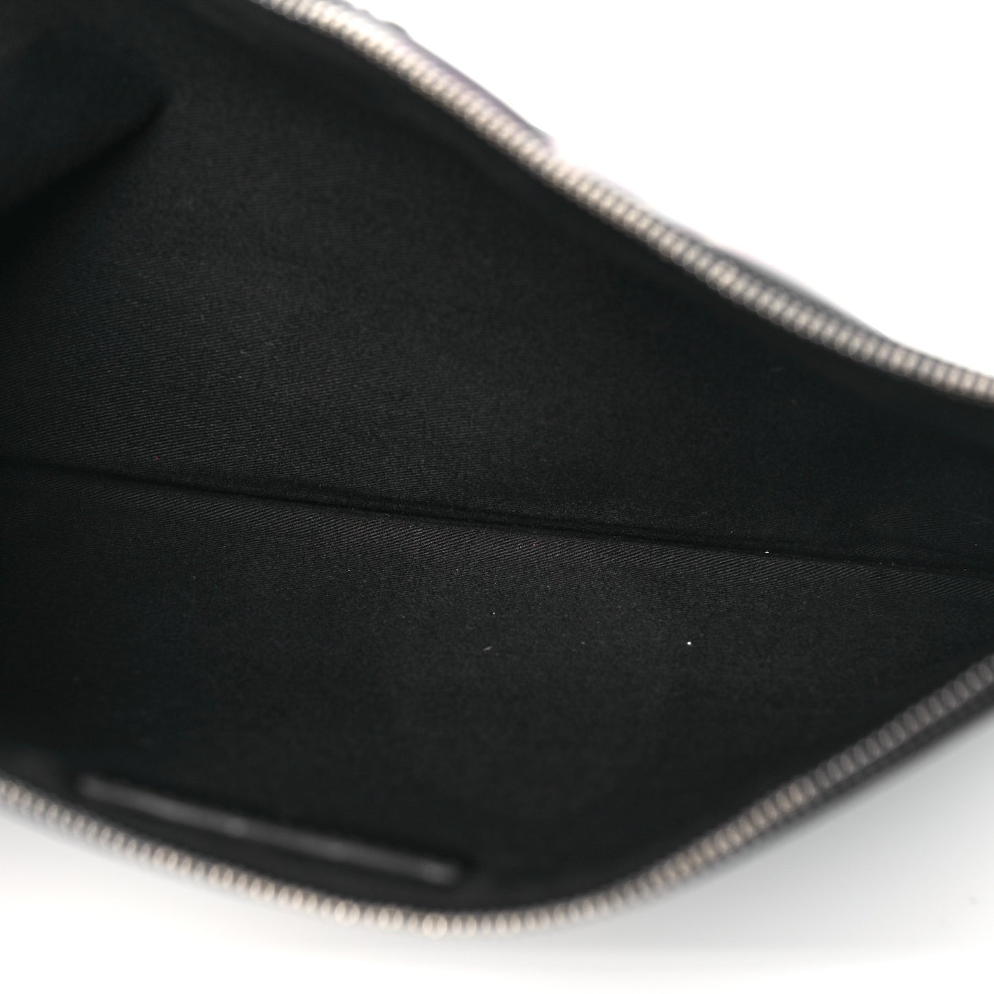 Textured Coated Canvas Madonna Print Large Cosmetic Pouch Black