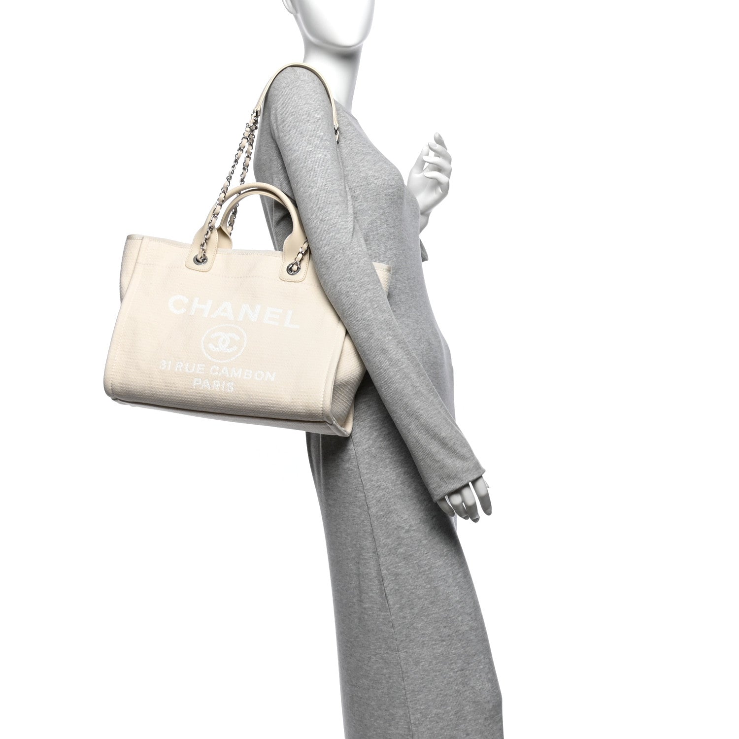 Chanel Mixed Fibers Small Deauville Tote Beige 2 of 11