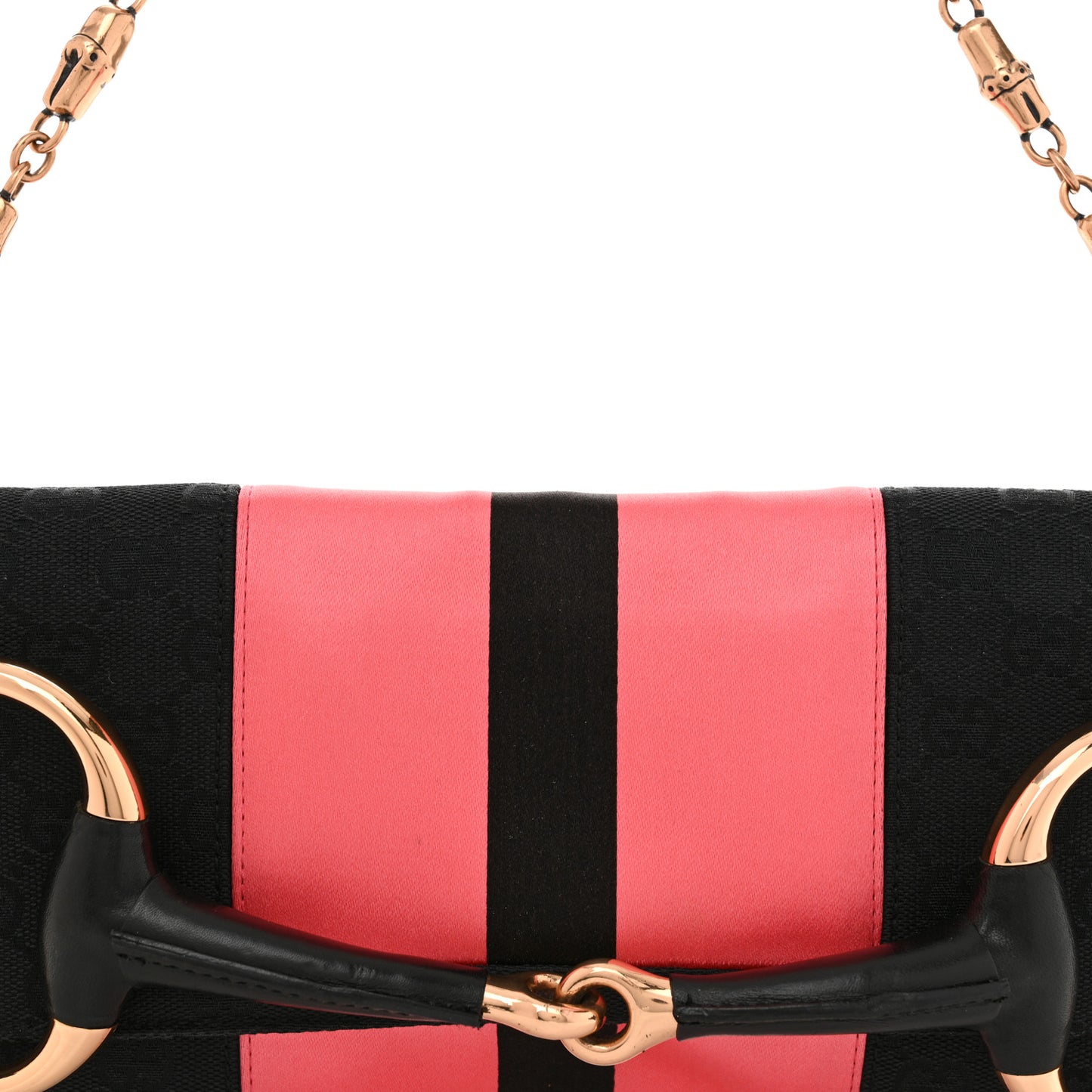 Monogram Horsebit Web Clutch Black