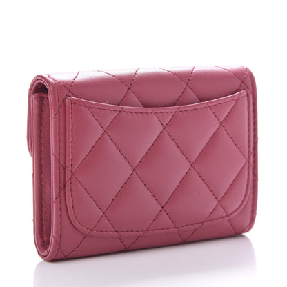 Chanel Lambskin Quilted Flap Card Holder Wallet Dark Pink 5 of 22