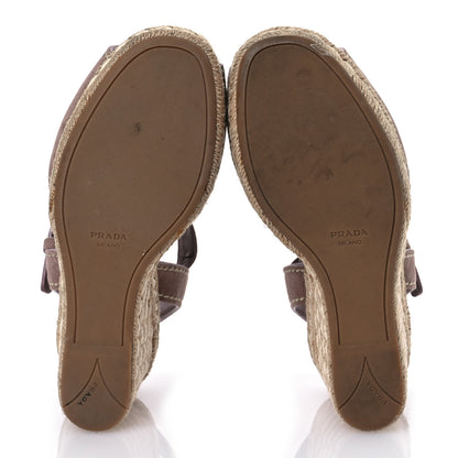 Prada Suede Jute Platfrom Logo Espadrilles Platform Sandals 39.5 Dark Rose 7 of 13