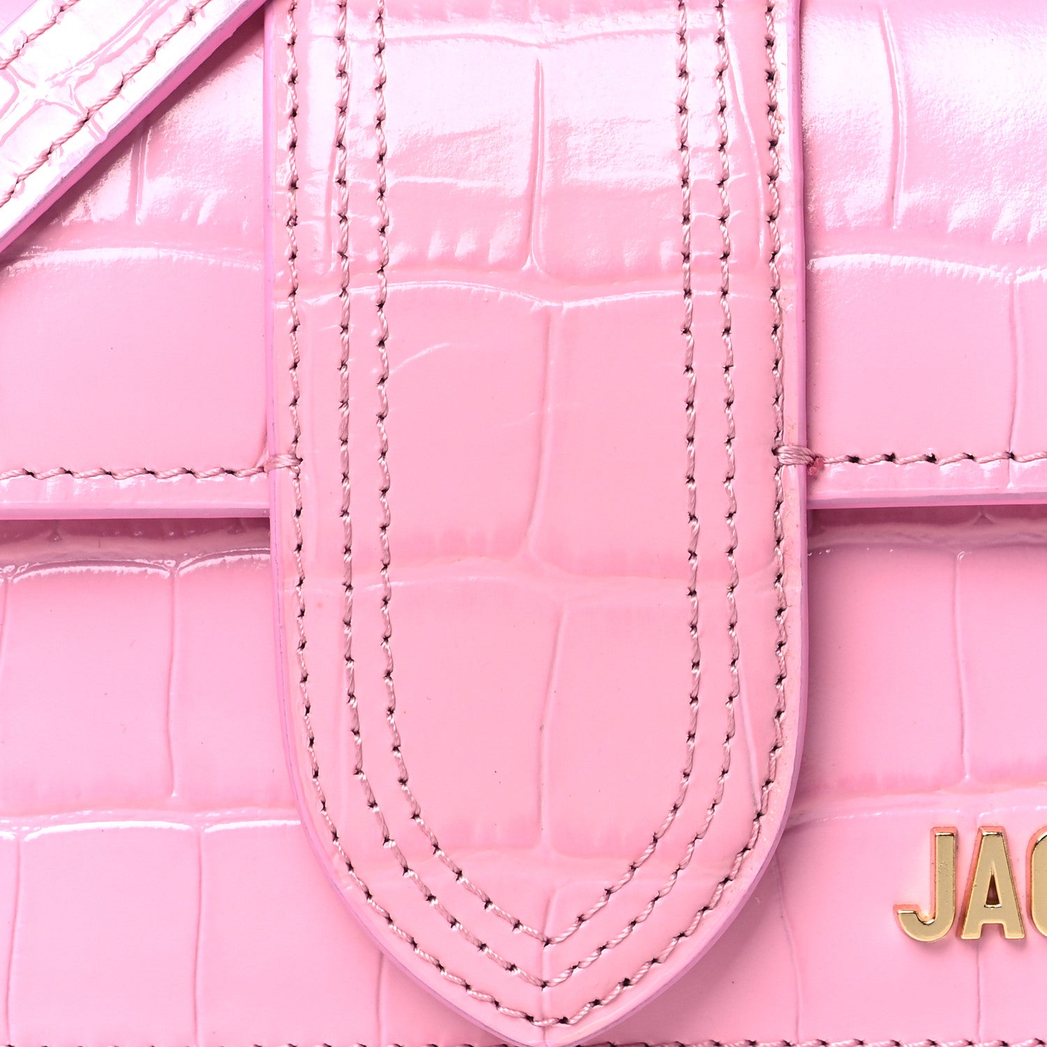 Jacquemus Calfskin Crocodile Embossed Le Bambino Pink 7 of 10