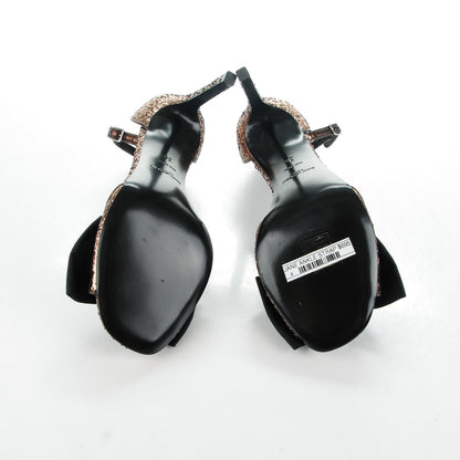 Saint Laurent Glitter Grosgrain Jane 100 Bow Ankle Strap Sandals 36 Bronze 5 of 7