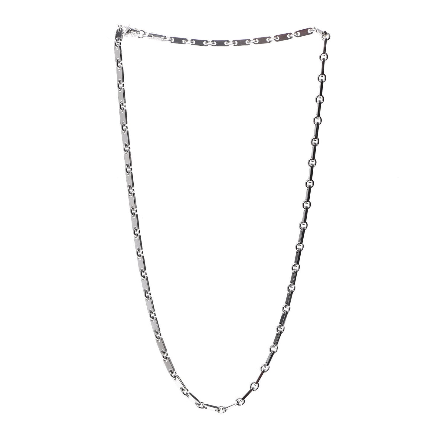 18K White Gold Fidelity Bar Link Chain Necklace