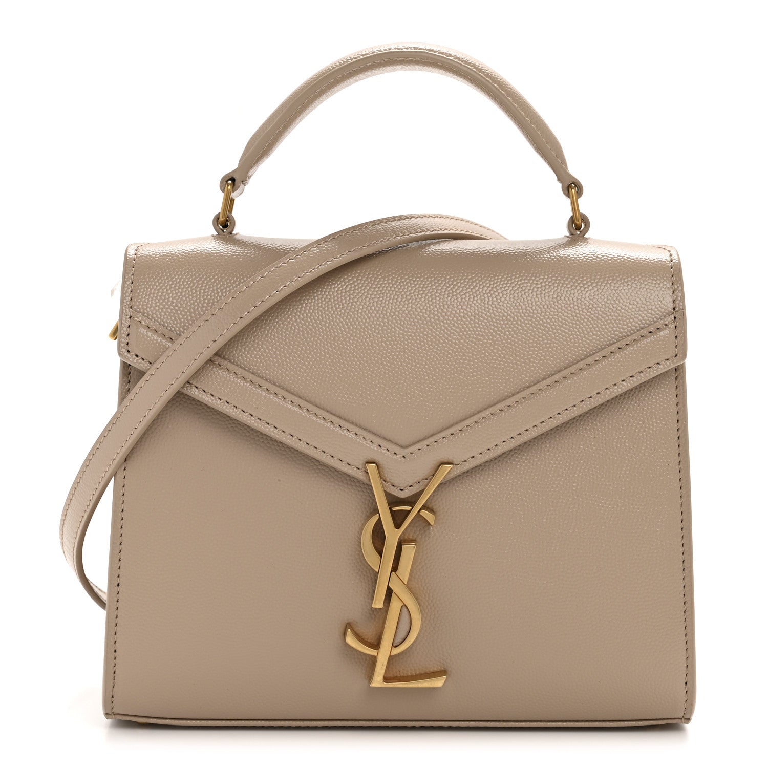 Saint Laurent Grain de Poudre Mini Classic Monogram Cassandra Top Handle Beige 1 of 11