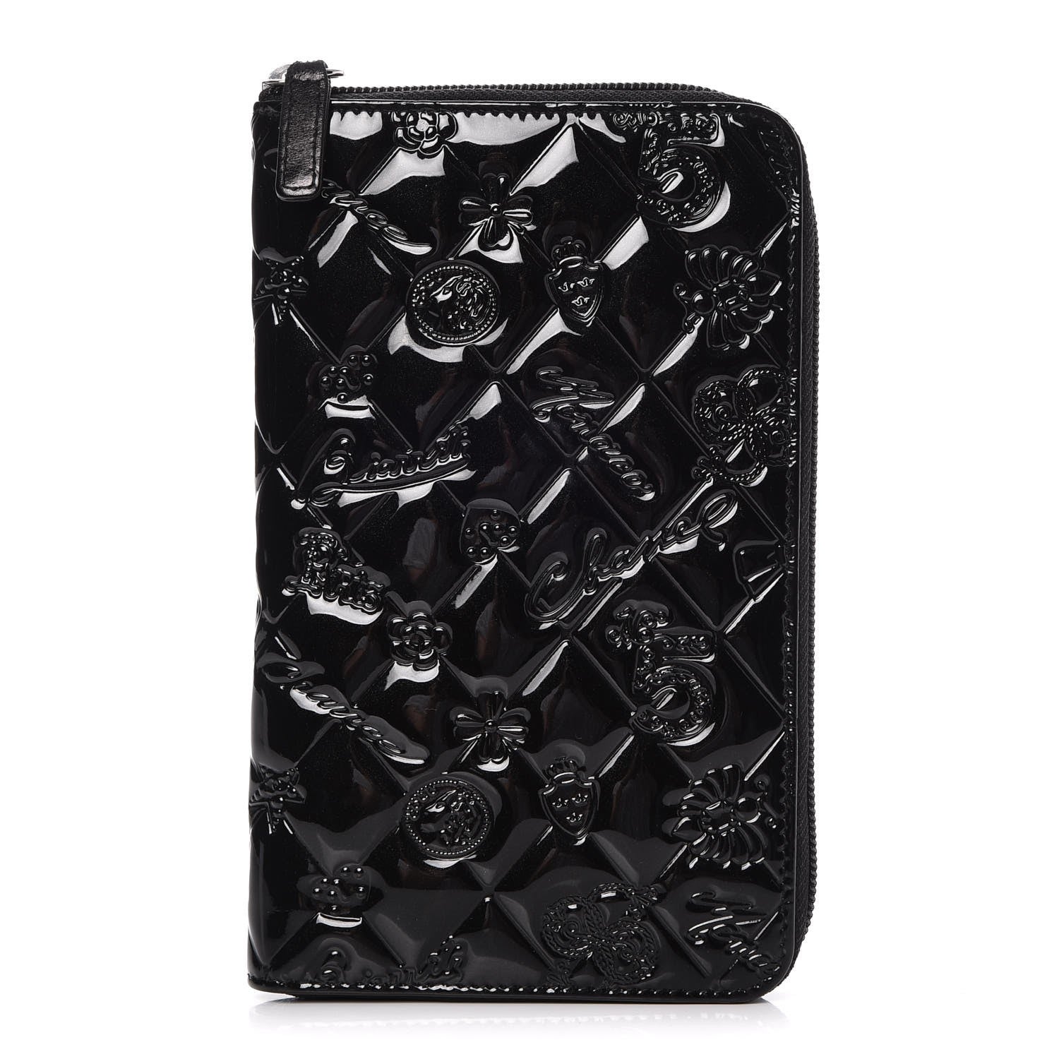 Chanel Patent Calfskin Lucky Symbols Zip Around Wallet Black 1 of 10