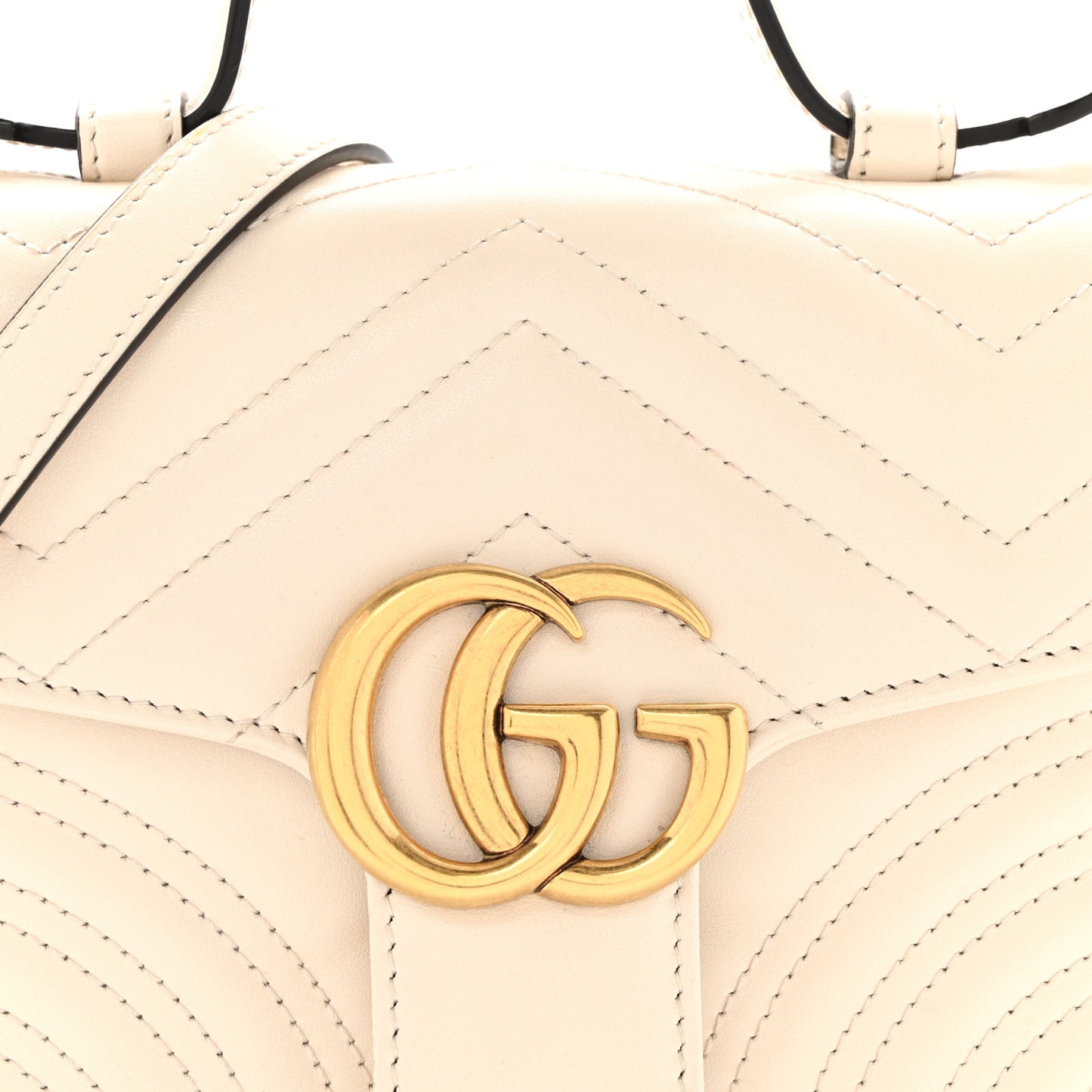 Calfskin Matelasse Mini GG Marmont Top Handle Shoulder Bag White