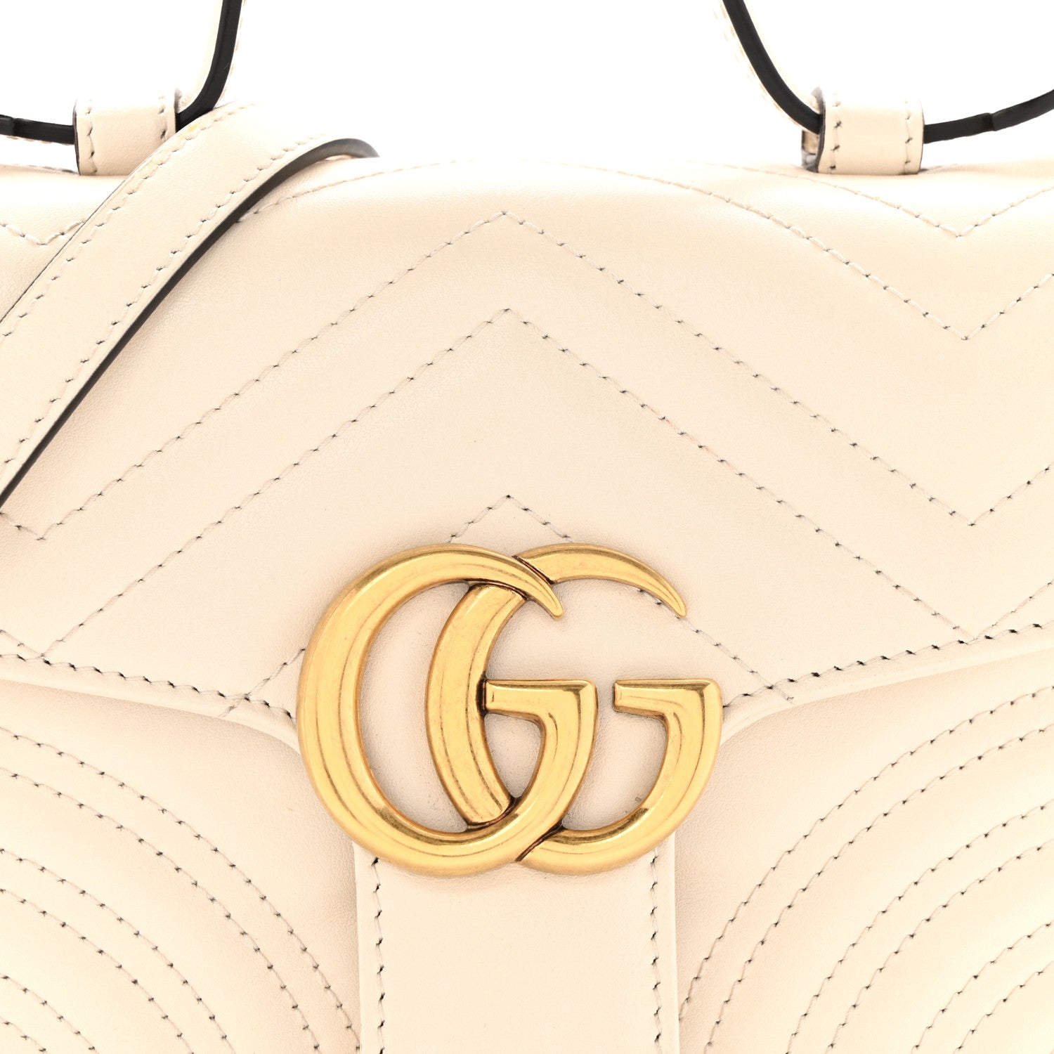 Gucci Calfskin Matelasse Mini GG Marmont Top Handle Shoulder Bag White 8 of 16