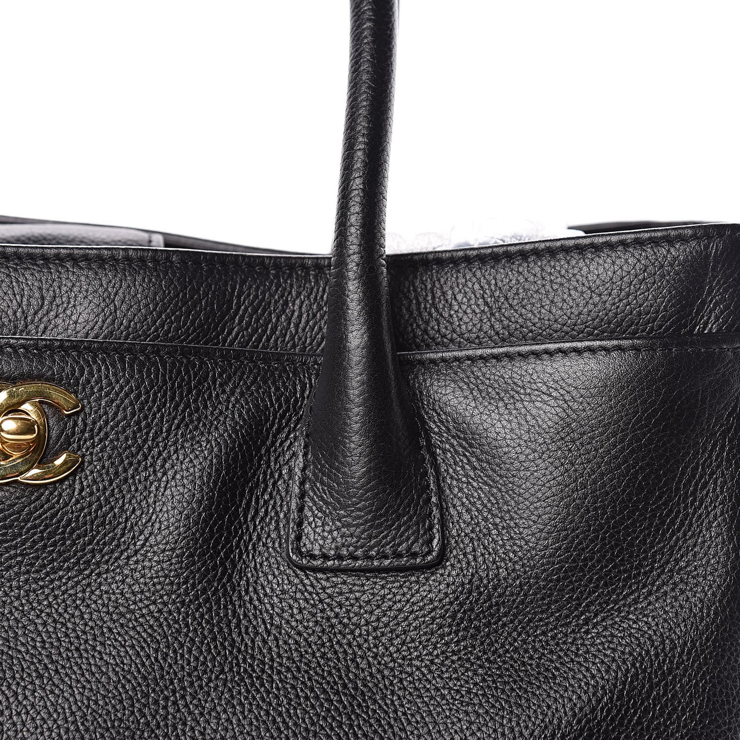 Calfskin Cerf Executive Shopper Tote Black