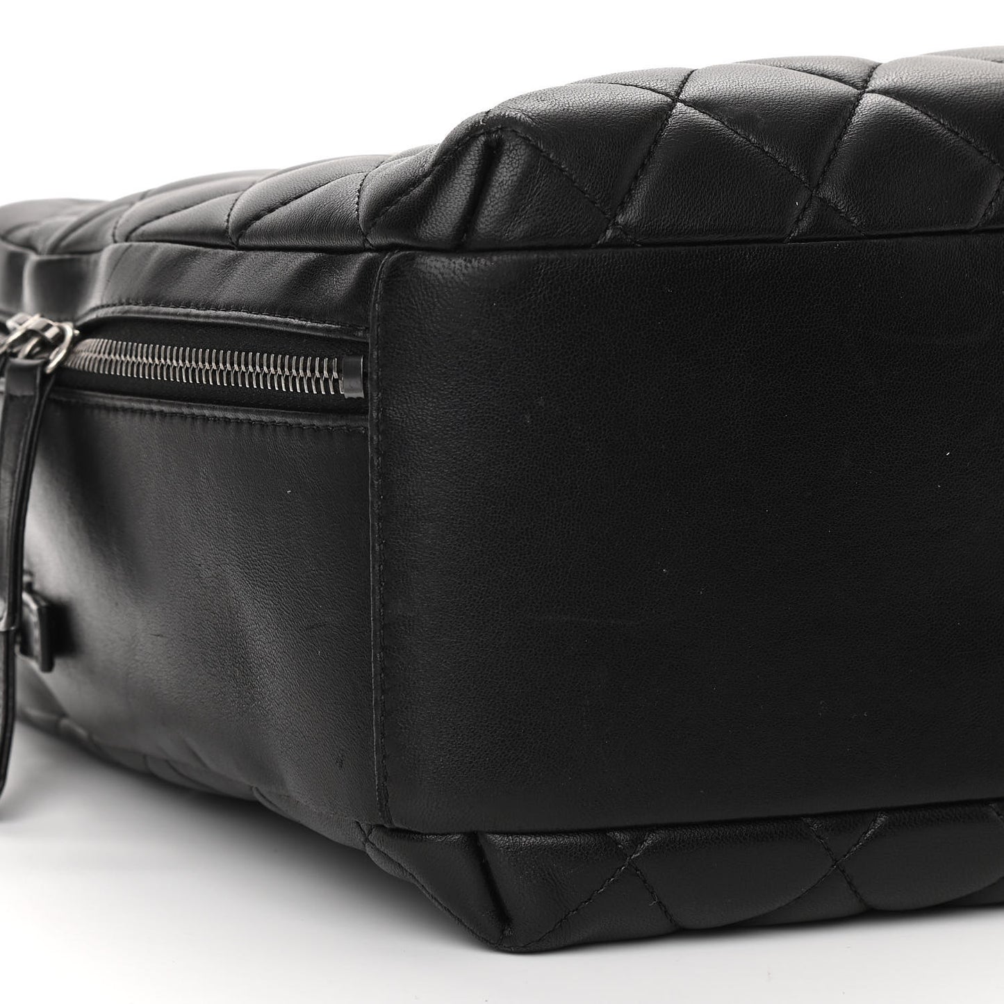 Lambskin Quilted Large Trendy CC Bowling Bag Black