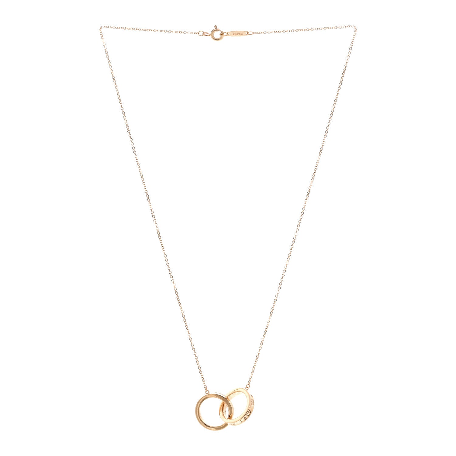 Tiffany 18K Rose Gold 1837 Interlocking Circles Pendant Necklace 3 of 4