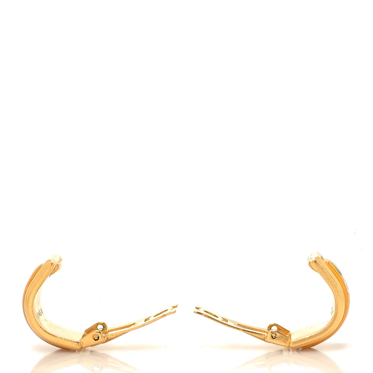Gold Plated Printed Enamel Clip On Earrings