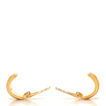Hermes Gold Plated Printed Enamel Clip On Earrings 3 of 4