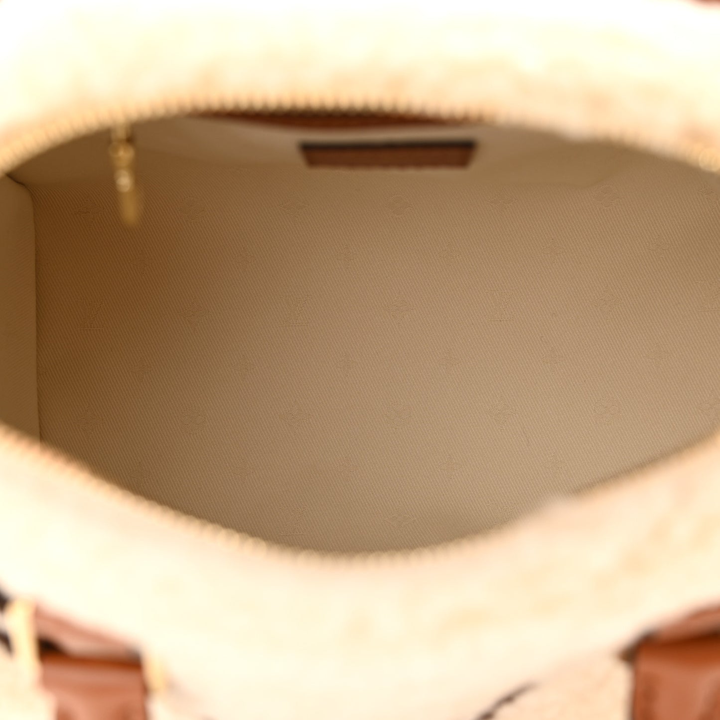 Monogram Shearling Speedy Bandouliere 25 Cream Brown
