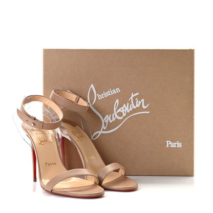 Christian Louboutin Shiny Nappa PVC Jonatina 100 Sandals 39 Nude 11 of 11