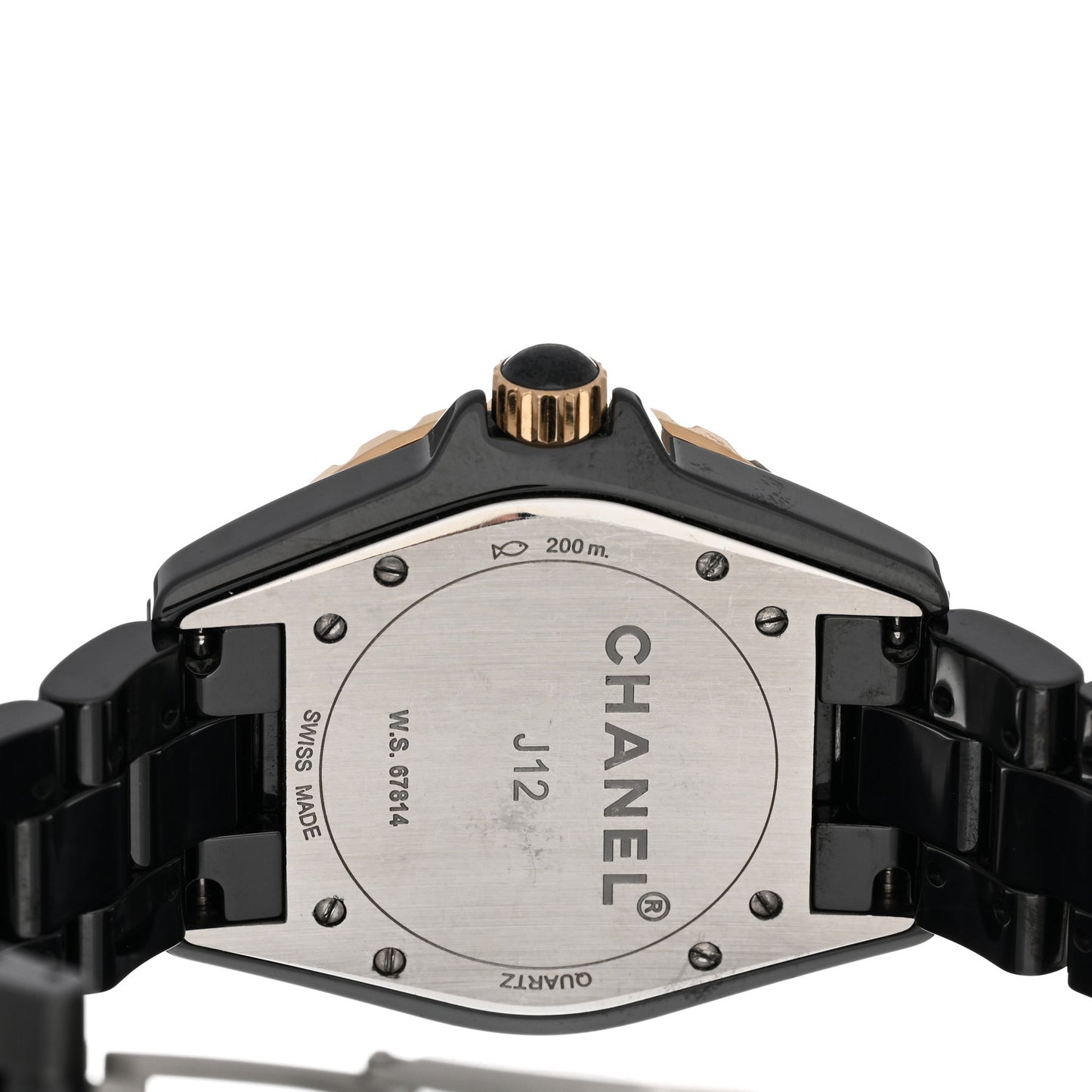 Stainless Steel 18K Yellow Gold Ceramic Diamond 38mm J12 Quartz Watch Black