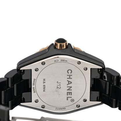Chanel Stainless Steel 18K Yellow Gold Ceramic Diamond 38mm J12 Quartz Watch Black 4 of 4