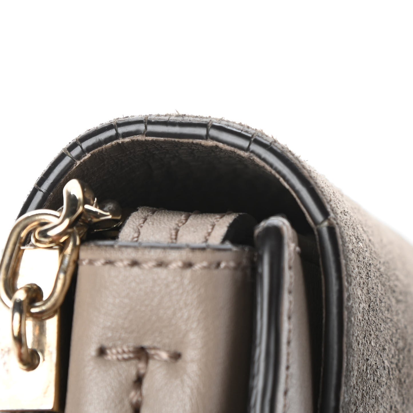 Suede Calfskin Small Faye Shoulder Bag Motty Grey