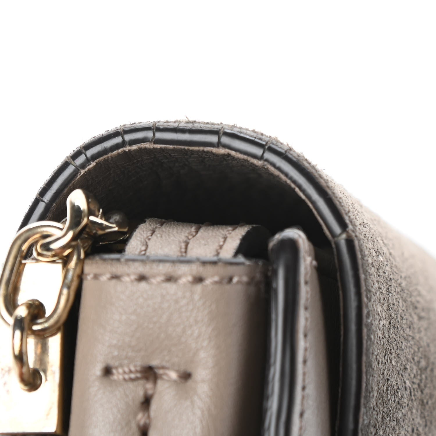 Chloe Suede Calfskin Small Faye Shoulder Bag Motty Grey 12 of 13