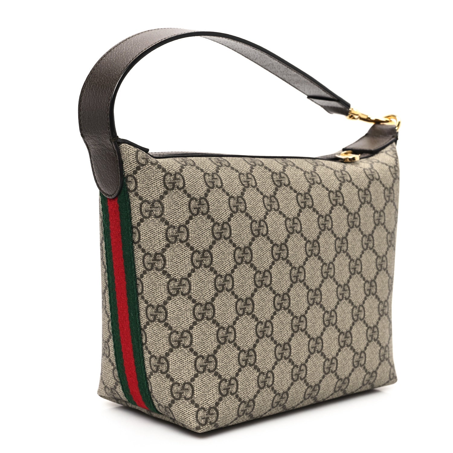 Gucci GG Supreme Monogram Textured Calfskin Web Super Mini Ophidia Shoulder Bag Beige Ebony New Acero 3 of 10