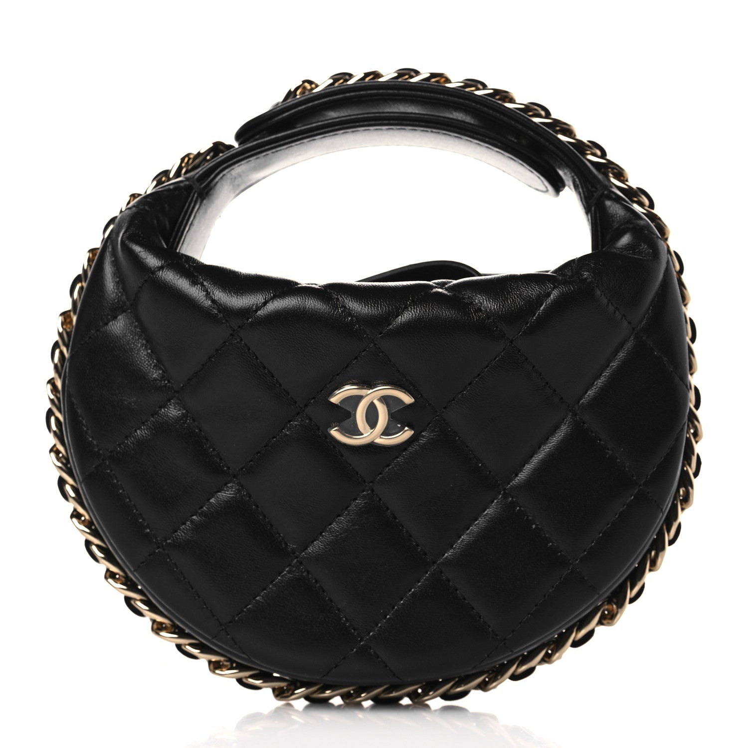 Chanel Lambskin Quilted Chain Around Pouch Hobo Black 1 of 10
