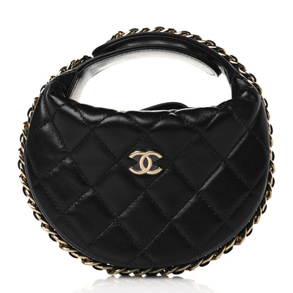 Chanel Lambskin Quilted Chain Around Pouch Hobo Black 1 of 10