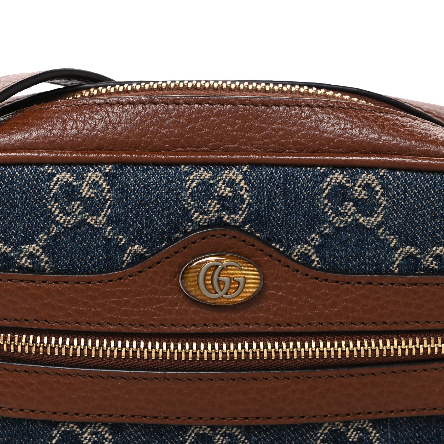 Gucci New Denim GG Monogram Dollar Calfskin Mini Ophidia Shoulder Bag Blue Tea Cuir Epilog 8 of 10