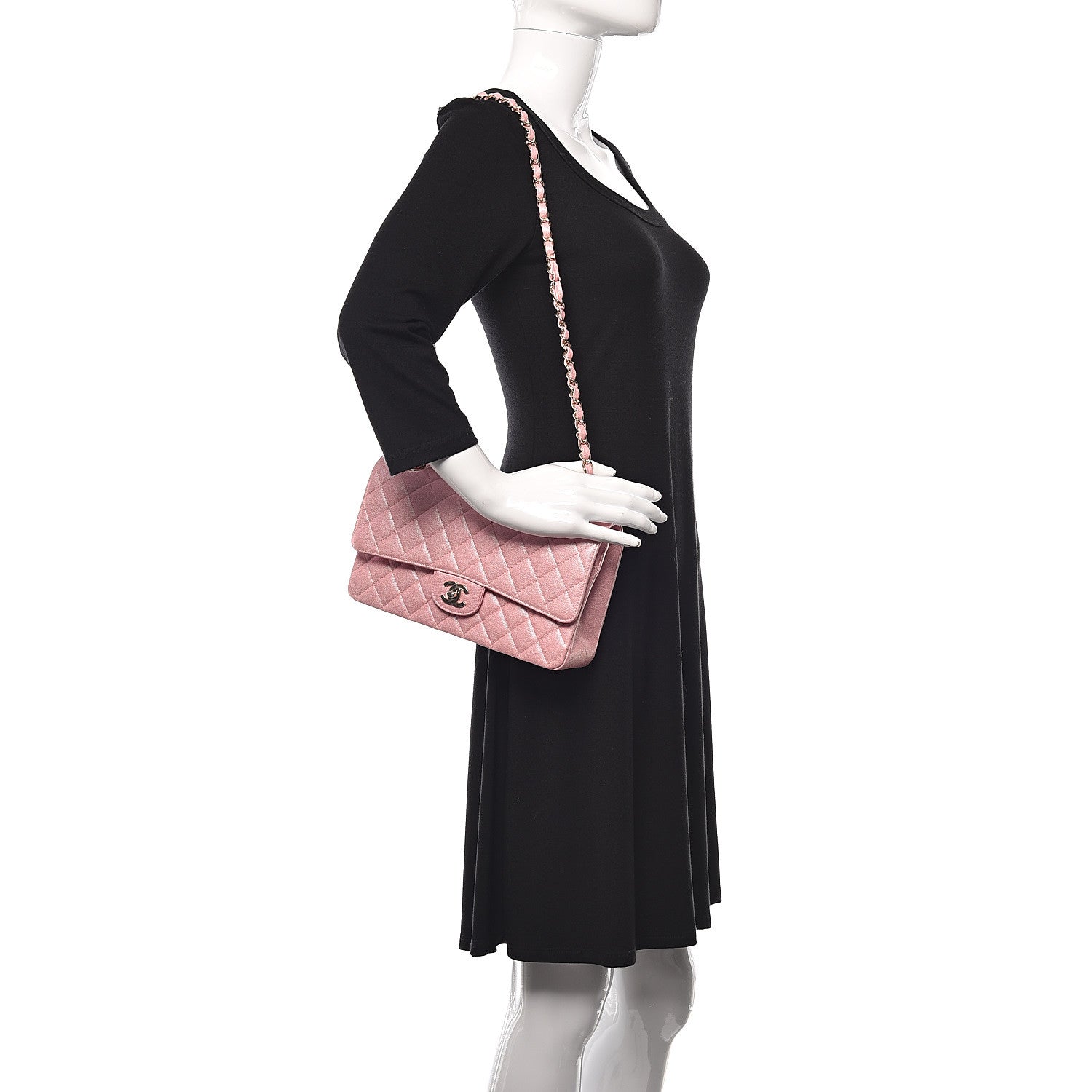 Chanel Iridescent Caviar Quilted Medium Double Flap Rose Pink 2 of 10