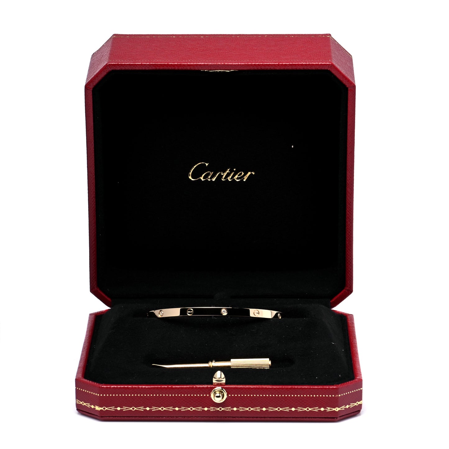 18K Yellow Gold 6 Diamond Small LOVE Bracelet 17