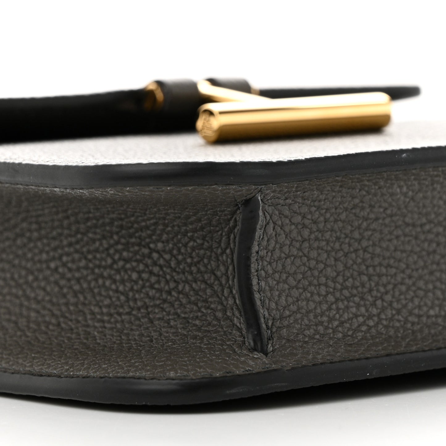 Grained Calfskin Mini T Clasp Tara Bag On Strap Graphite