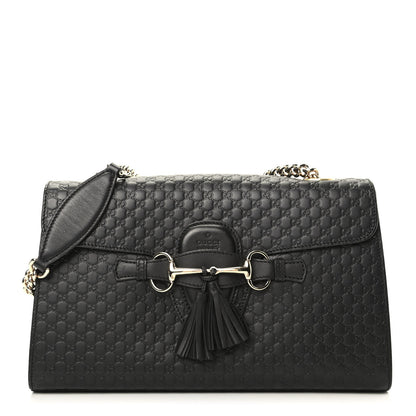 Gucci Microguccissima Medium Emily Chain Shoulder Bag Black 1 of 9