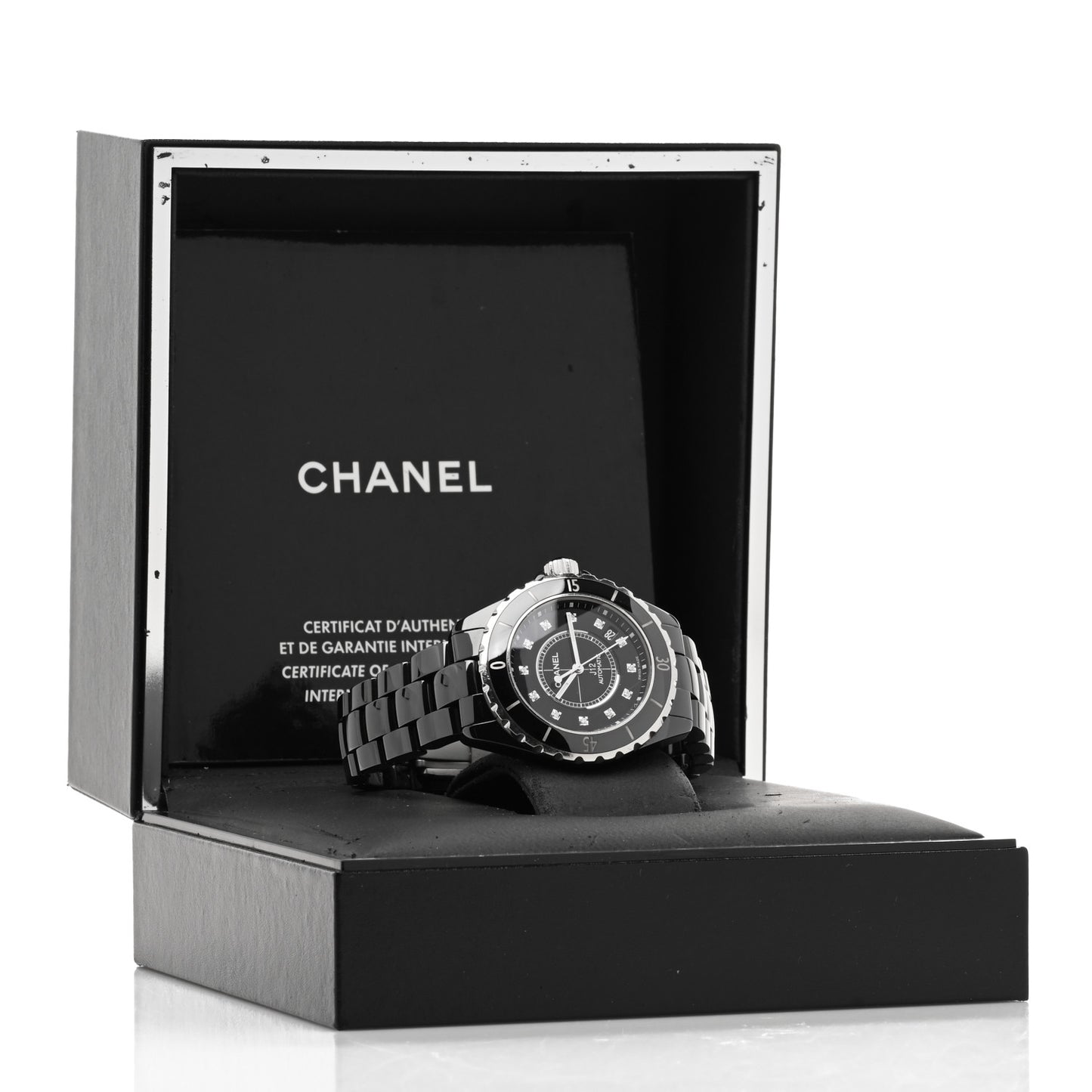 Stainless Steel Ceramic Diamond 38mm J12 Automatic Watch Black