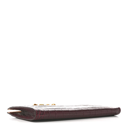 Alexander McQueen Calfskin Crocodile Embossed Knuckle Flat Clutch Burgundy 4 of 7