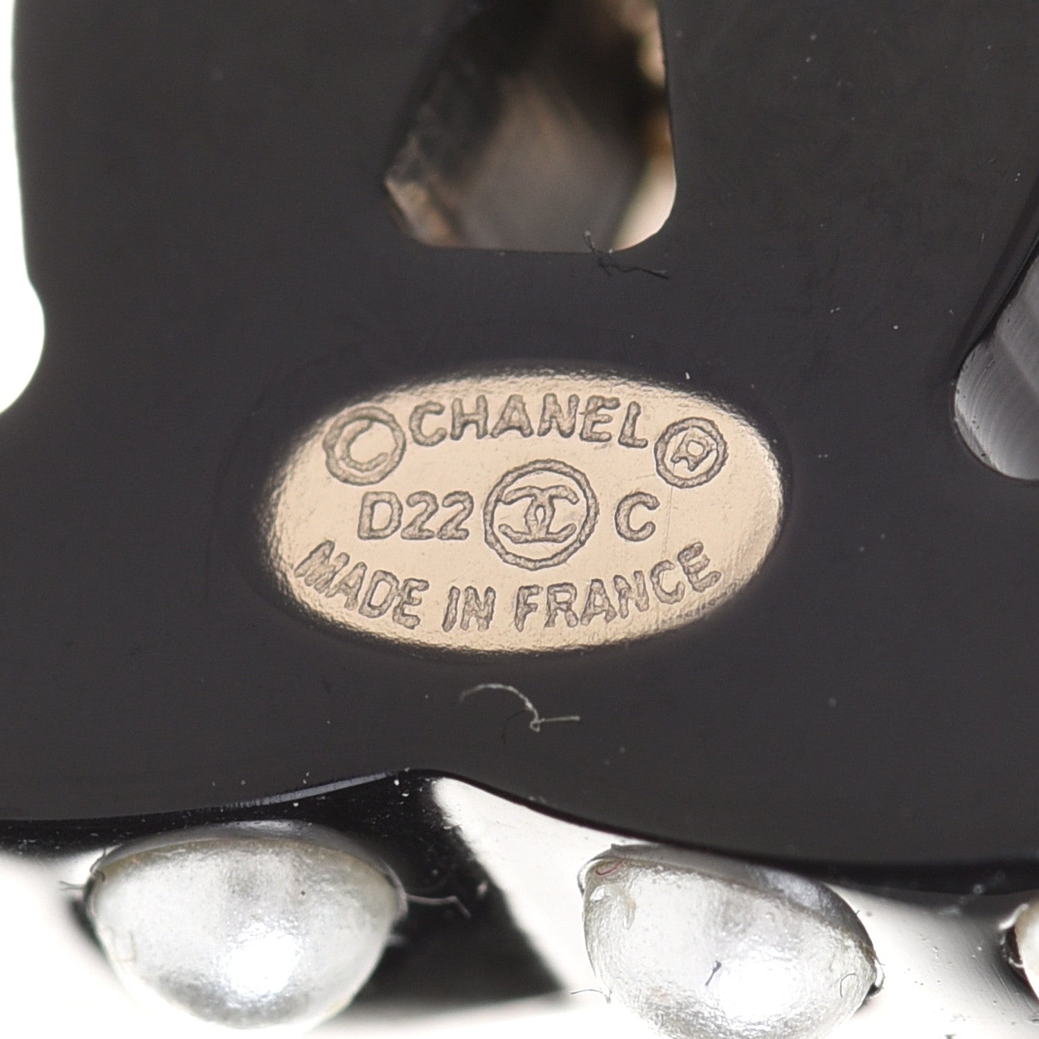 Chanel Resin Crystal Pearl CC Earrings Black 4 of 5